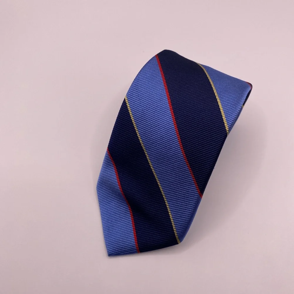 Brooks Brothers Navy and Light Blue Tie with Red and Yellow Stripes Kids